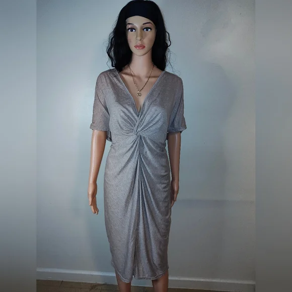 Elegant Tan Knotted Dress - Picture 1 of 4